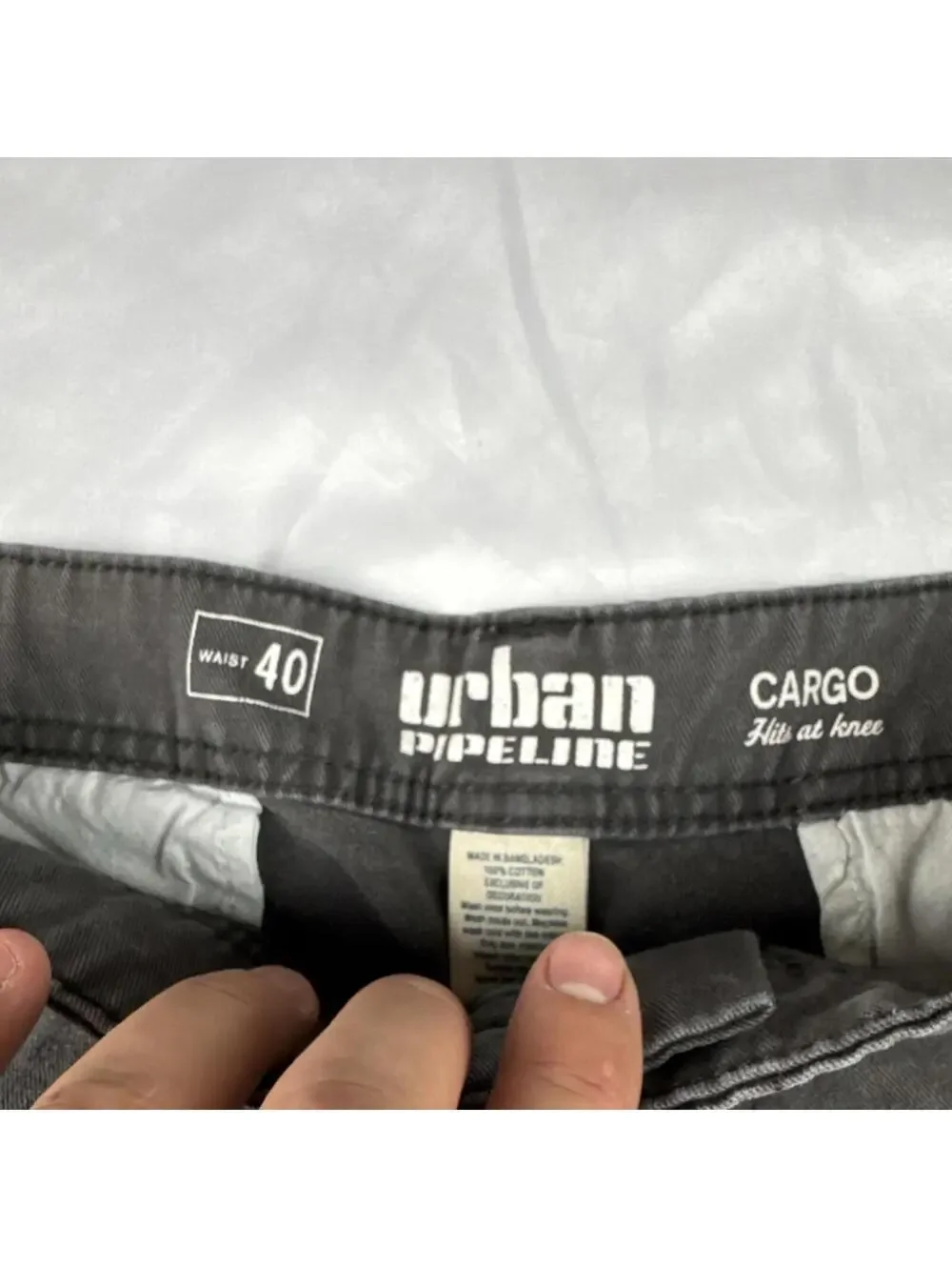 Urban Pipeline‎ Gray Cotton Cargo Shorts Button Zip Pockets Flat Front Men